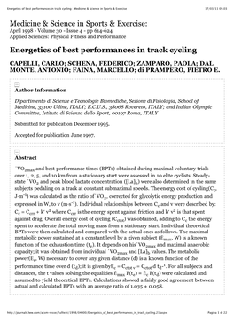 Energetics of Best Performances in Track Cycling : Medicine & Science in Sports & Exercise 17/03/11 09.03