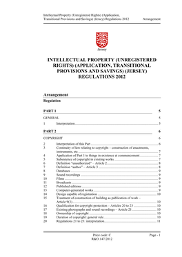 (Unregistered Rights) (Application, Transitional Provisions and Savings) (Jersey) Regulations 2012 Arrangement