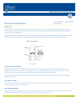 Meniscus Tear Handout 503-293-0161