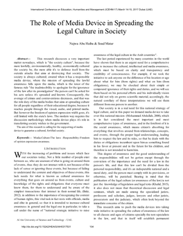 The Role of Media Device in Spreading the Legal Culture in Society