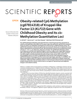Obesity-Related Cpg Methylation