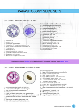Parasitology Slide Sets