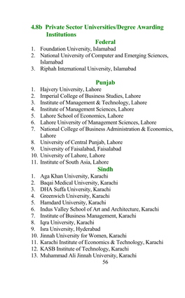 4.8B Private Sector Universities/Degree Awarding Institutions Federal 1