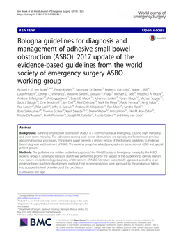 Bologna Guidelines for Diagnosis