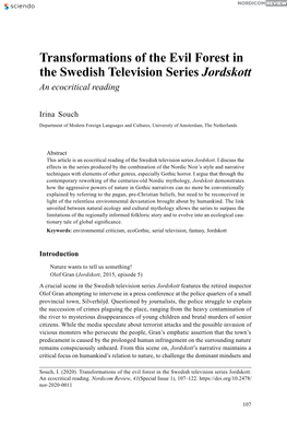 Transformations of the Evil Forest in the Swedish Television Series Jordskott an Ecocritical Reading