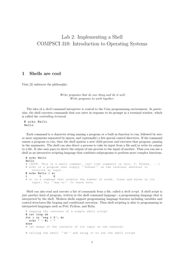 Lab 2: Implementing a Shell COMPSCI 310: Introduction to Operating Systems