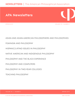 APA Newsletter on Philosophy in Two-Year Colleges, Vol. 18, No. 2 (Springl 2019)