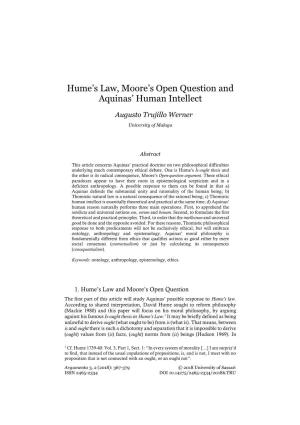 Hume's Law, Moore's Open Question and Aquinas' Human Intellect