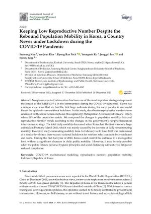 Keeping Low Reproductive Number Despite the Rebound Population Mobility in Korea, a Country Never Under Lockdown During the COVID-19 Pandemic