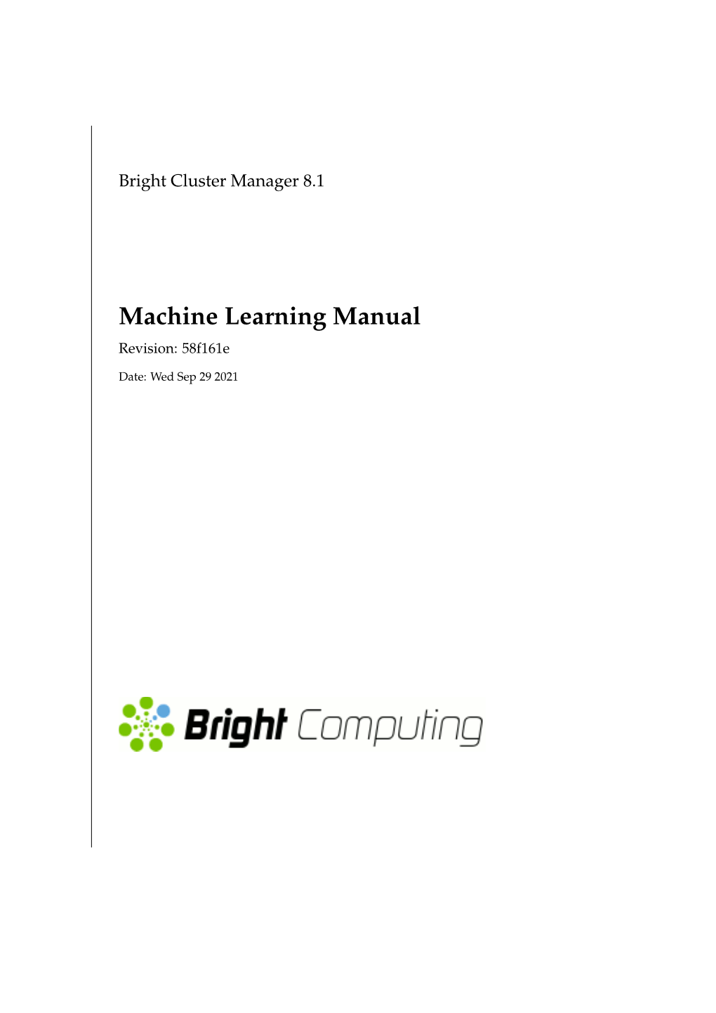 Machine Learning Manual Revision: 58F161e