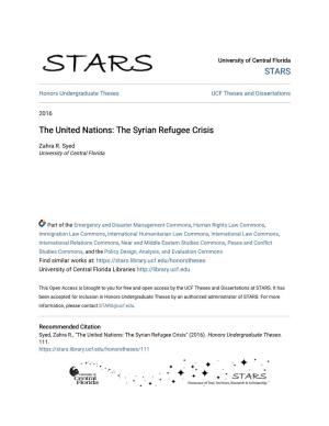 The United Nations: the Syrian Refugee Crisis