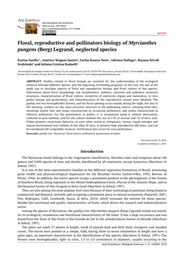 Floral, Reproductive and Pollinators Biology of Myrcianthes Pungens (Berg) Legrand, Neglected Species