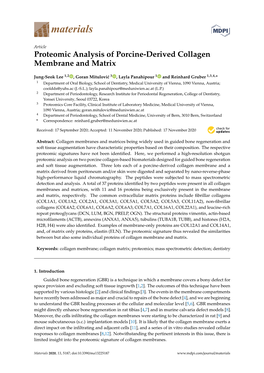 Proteomic Analysis of Porcine-Derived Collagen Membrane and Matrix