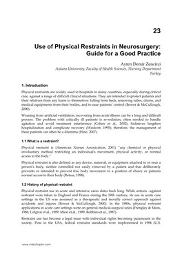 Use of Physical Restraints in Neurosurgery: Guide for a Good Practice