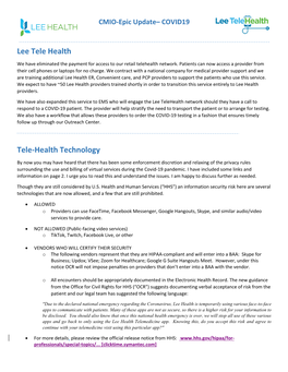 Lee Tele Health Tele-Health Technology