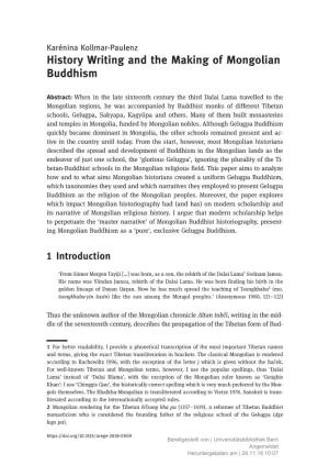 History Writing and the Making of Mongolian Buddhism