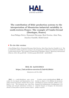 The Contribution of Lithic Production Systems to the Interpretation Of