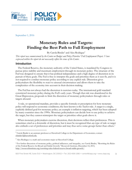 Monetary Rules and Targets: Finding the Best Path to Full Employment