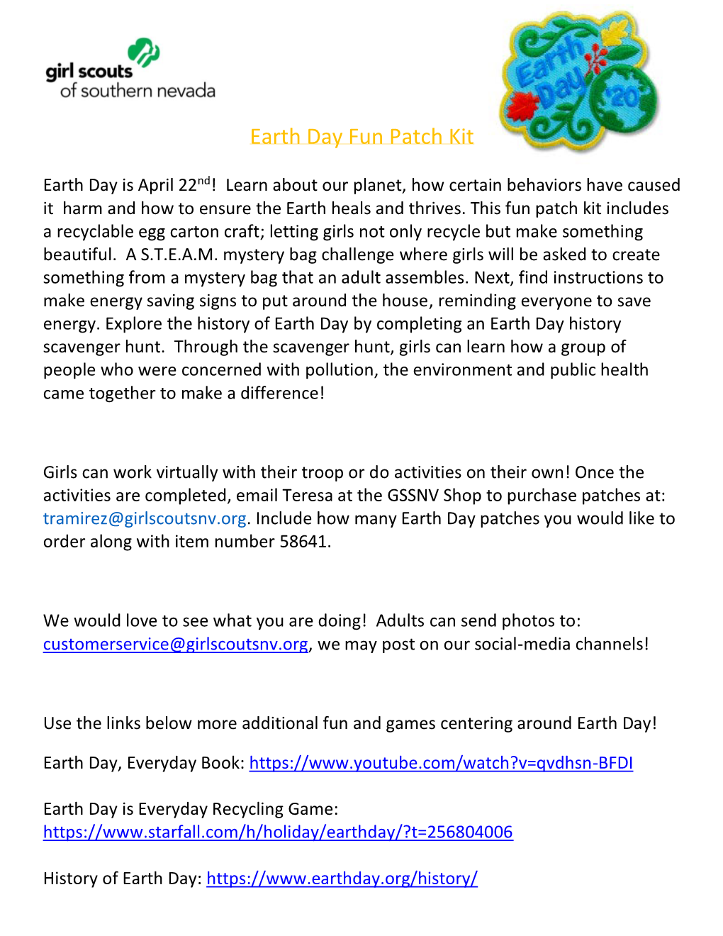 Earth Day Fun Patch Kit