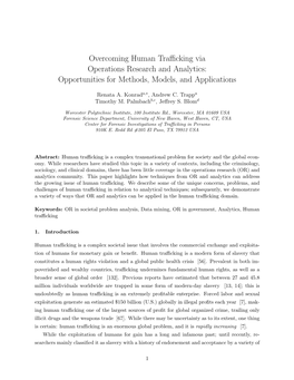 Overcoming Human Trafficking Via Operations Research and Analytics