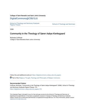 Community in the Theology of Søren Aabye Kierkegaard