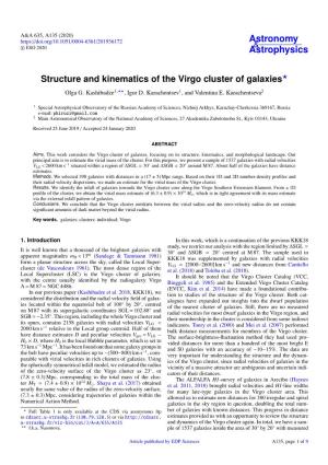 Structure and Kinematics of the Virgo Cluster of Galaxies? Olga G
