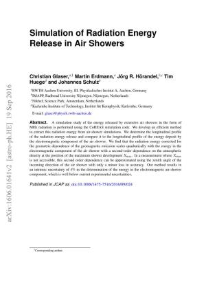 Simulation of Radiation Energy Release in Air Showers