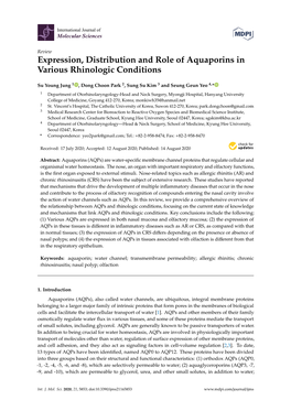 Expression, Distribution and Role of Aquaporins in Various Rhinologic Conditions