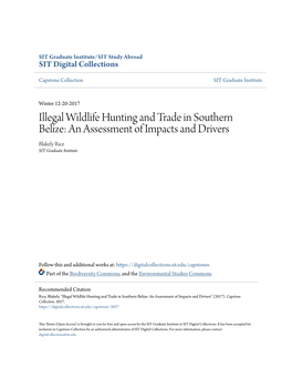 Illegal Wildlife Hunting and Trade in Southern Belize: an Assessment of Impacts and Drivers Blakely Rice SIT Graduate Institute