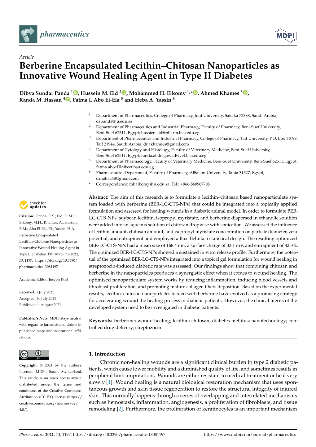 Berberine Encapsulated Lecithin–Chitosan Nanoparticles As Innovative Wound Healing Agent in Type II Diabetes