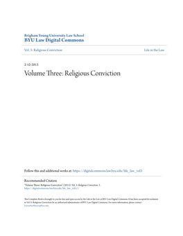 Volume Three: Religious Conviction