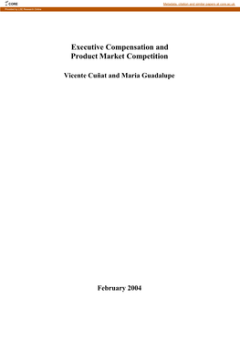 Executive Compensation and Product Market Competition