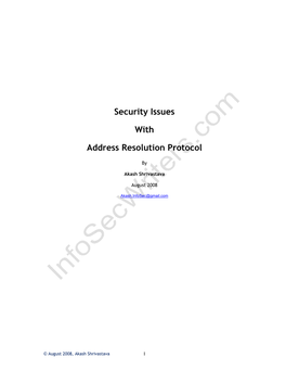 Security Issues with Address Resolution Protocol