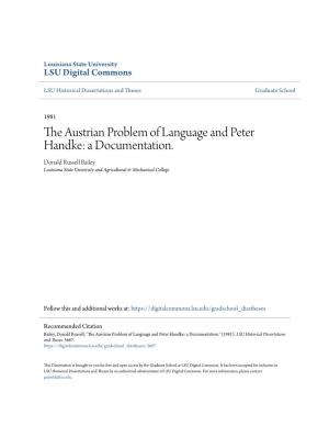 The Austrian Problem of Language and Peter Handke: a Documentation