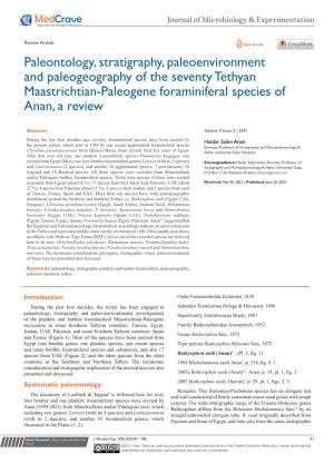 Paleontology, Stratigraphy, Paleoenvironment and Paleogeography of the Seventy Tethyan Maastrichtian-Paleogene Foraminiferal Species of Anan, a Review