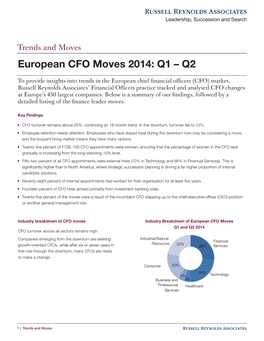 European CFO Moves 2014: Q1 – Q2