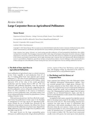Review Article Large Carpenter Bees As Agricultural Pollinators