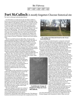 Fort Mcculloch a Mostly Forgotten Choctaw Historical Site Part One in a Three-Part Series by James Briscoe