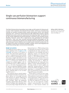 Single-Use Perfusion Bioreactors Support Continuous Biomanufacturing