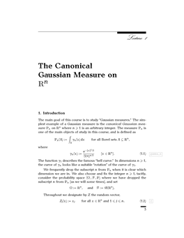 The Canonical Gaussian Measure On