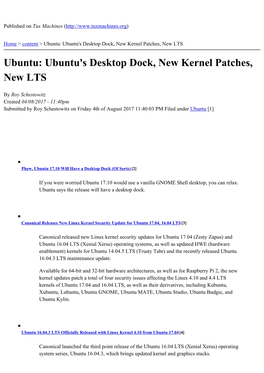 Ubuntu: Ubuntu's Desktop Dock, New Kernel Patches, New LTS