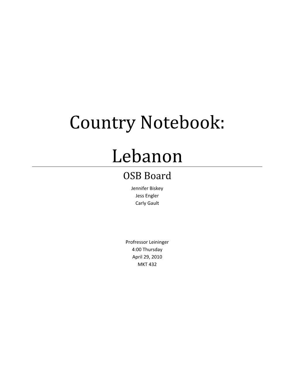 Country Notebook: Lebanon