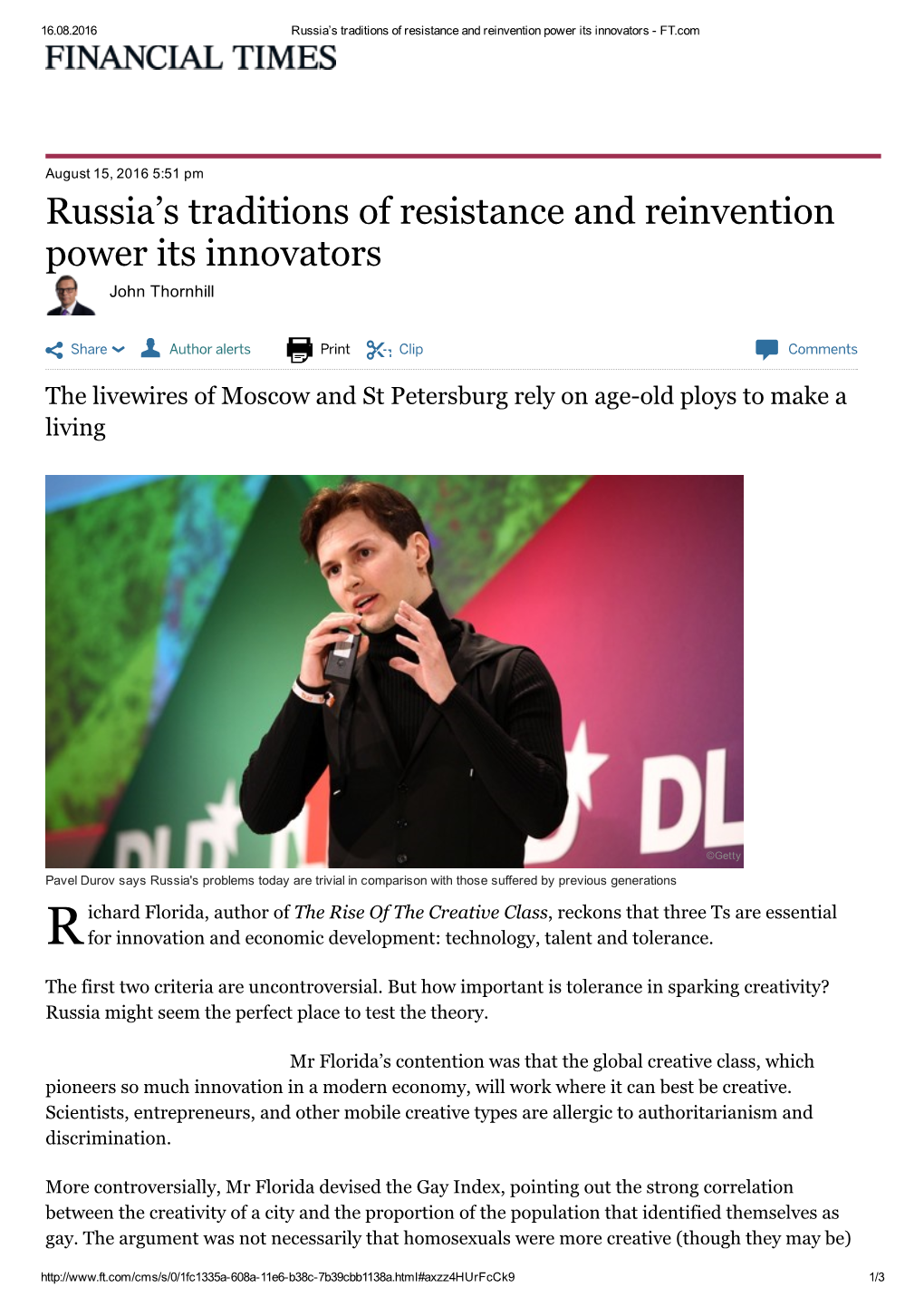 Russia's Traditions of Resistance and Reinvention Power Its Innovators