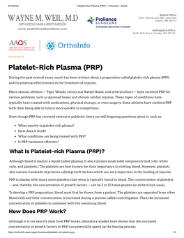 Platelet-Rich Plasma (PRP) - Orthoinfo - AAOS