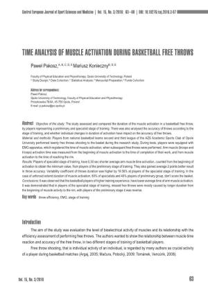 Time Analysis of Muscle Activation During Basketball Free Throws