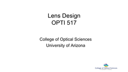 A Reflection on Teaching Lens Design