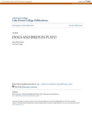 DOGS and BIRDS in PLATO Janet Mccracken Lake Forest College