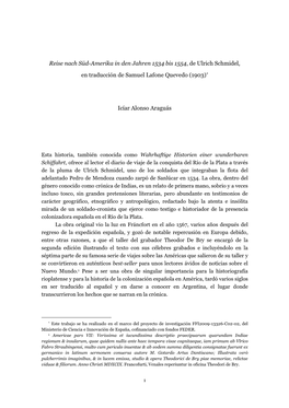 "Viaje Al Río De La Plata" De Ulrich Schmidel, En Traducción De Samuel