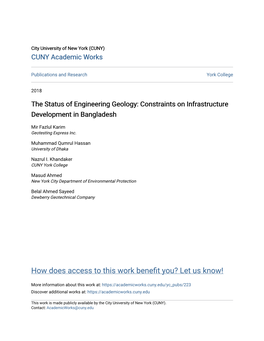 The Status of Engineering Geology: Constraints on Infrastructure Development in Bangladesh