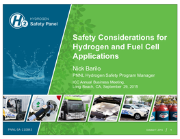 Safety Considerations for Hydrogen and Fuel Cell Applications
